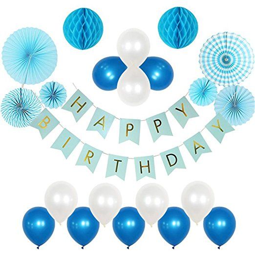 Blue Series Baby Boy Girl 1st Birthday Party Decoration Pearl Latex