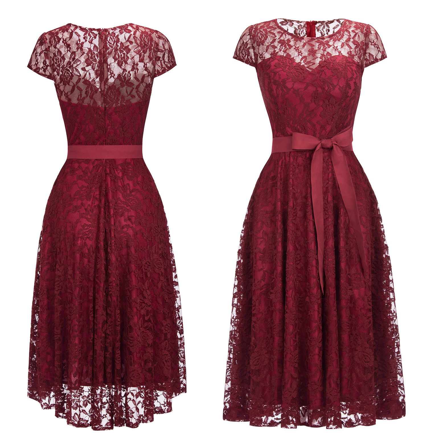 Christmas Lace Tea Length Dresses