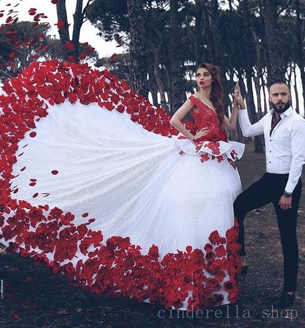white and red dress design