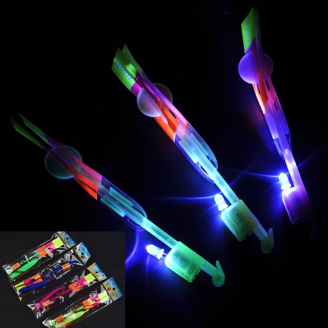 Led Amazing Flying Light Arrow Rocket Helicopter Flying Toy Party Fun