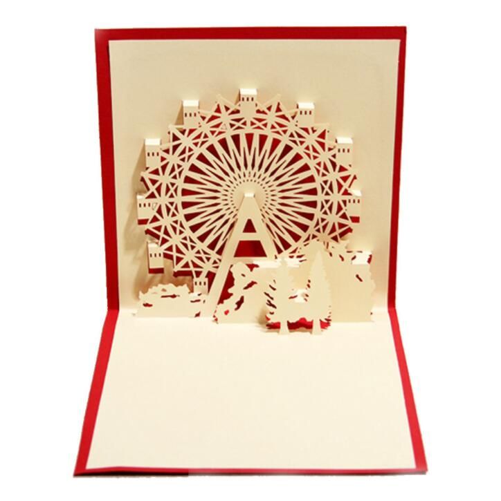 3D Pop Up Postcard Birthday Christmas New Year Folding