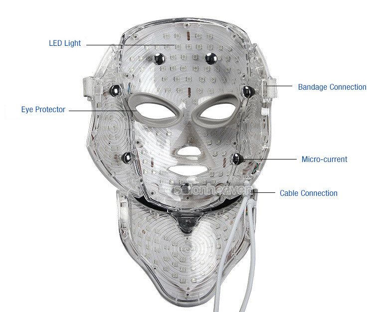 Светодиодная маска для лица 7 PDT Фотон Цвета для лица и шеи Микротоковая светодиодная световая терапия для омоложения кожи лица портативный домашний