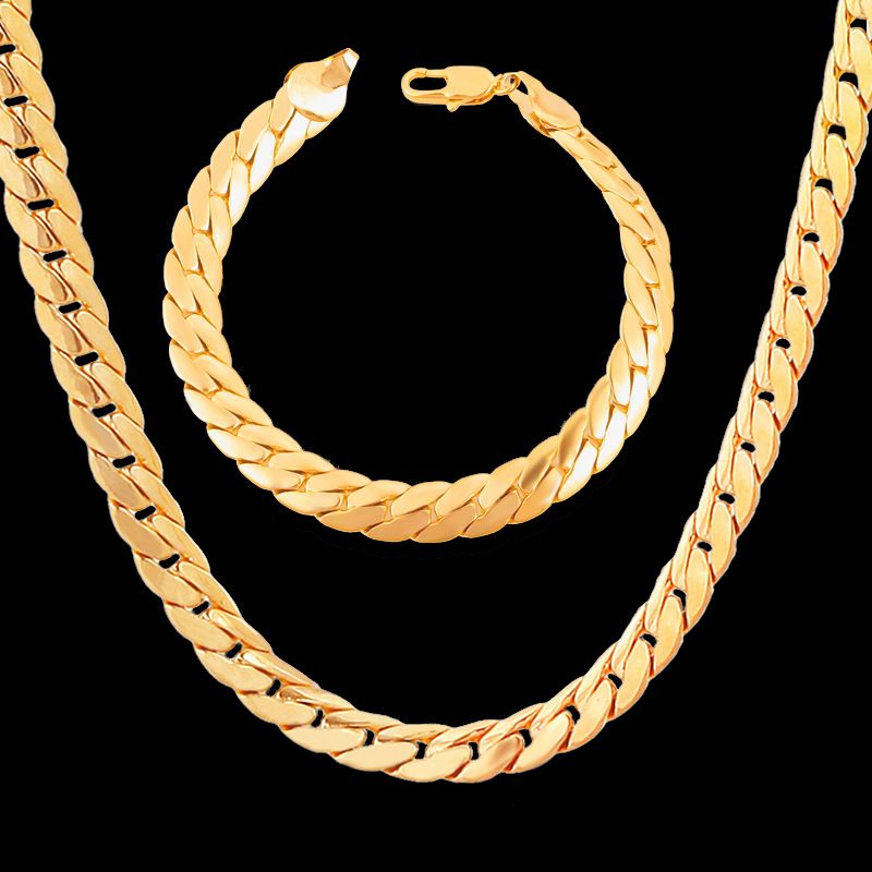 2021 9mm Wide 18k Real Gold Plated Basic Gold Chains Mens Necklaces