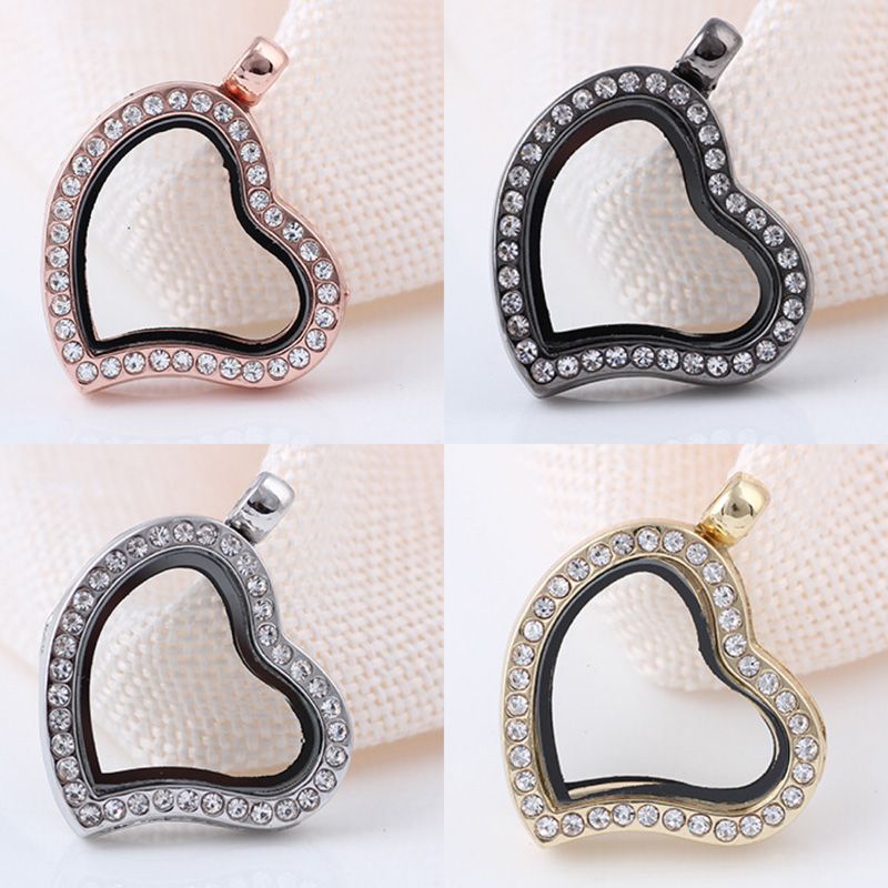 USE WITH MEMORY GLASS LOCKET FLOATING CHARMS RHINESTONE HEART