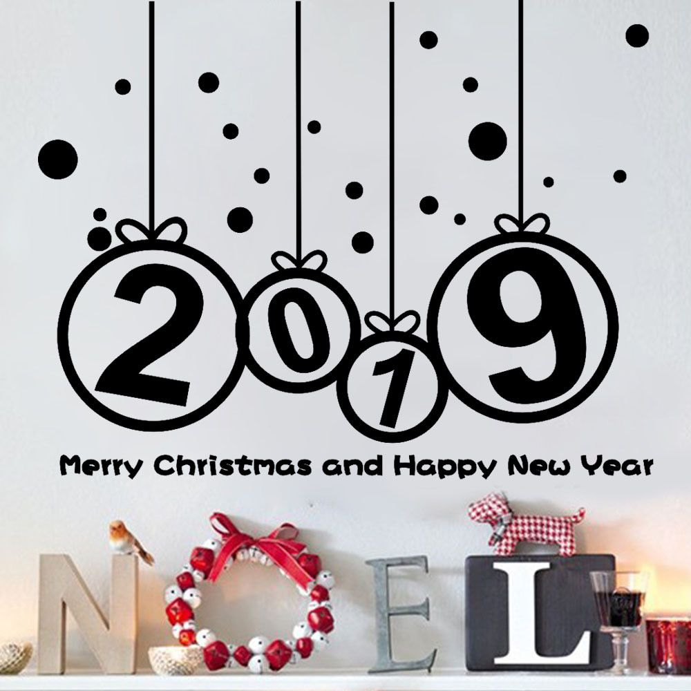 Happy New Year 2019 Merry Wall Sticker Home Windows Happy New Year 2019 Merry Wall Sticker Home Windows Decals Nordic Decorations Living Room Decor Tree Vinyl