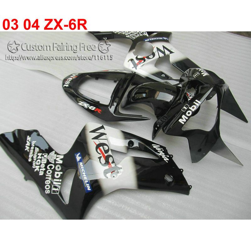 Lowest Price Fairing Body Kit For Kawasaki Ninja Zx 6r 03 04 Black
