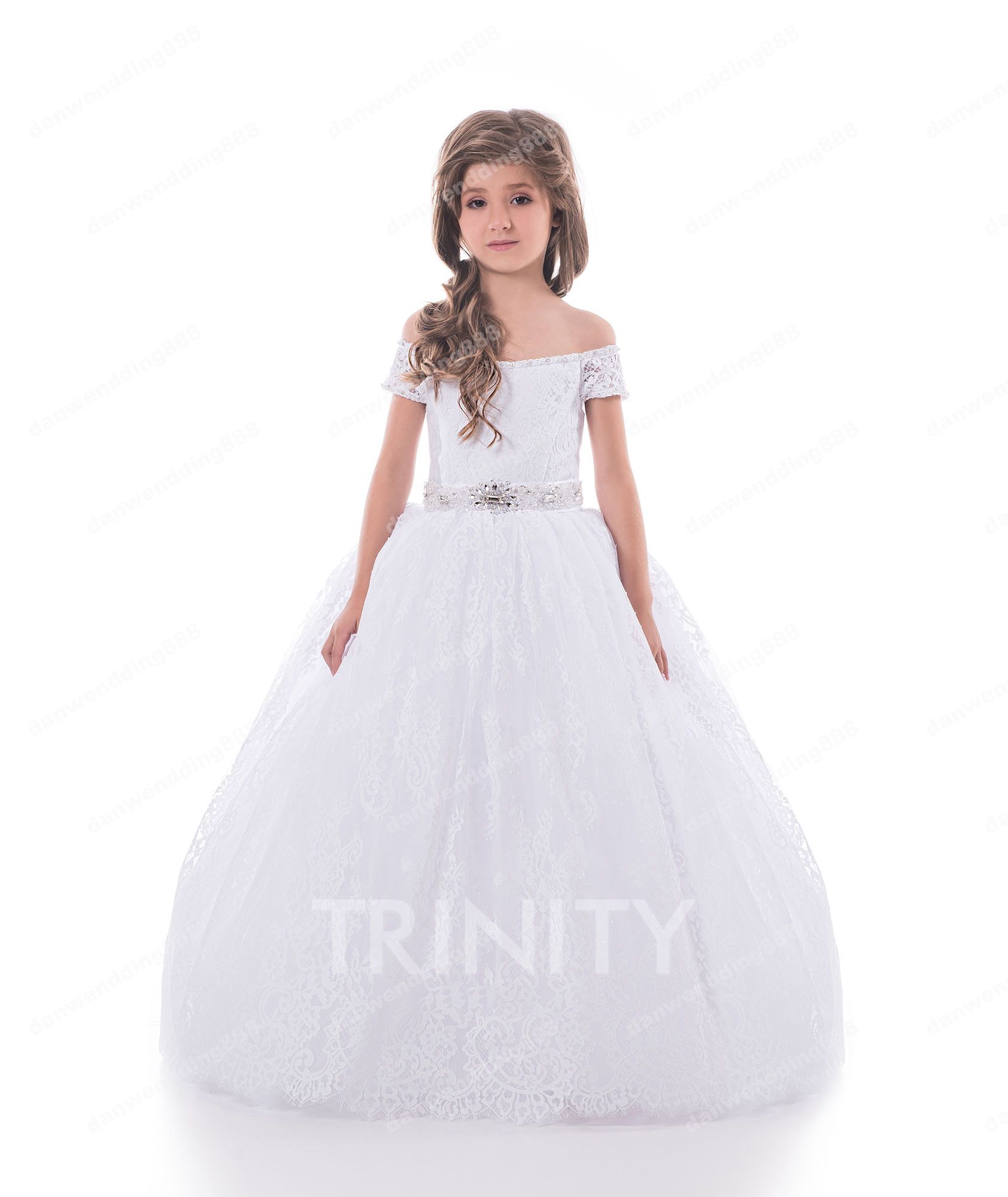 Blanche Dentelle Taille 10 Fleur Kf327250 6 Robes Sur Ceinture Beauté Princesse 12 Fille 8 De 2 14 Épaule Mesure Hors 1c3luTKJF