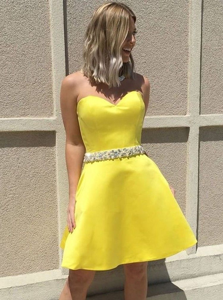 yellow short prom dresses