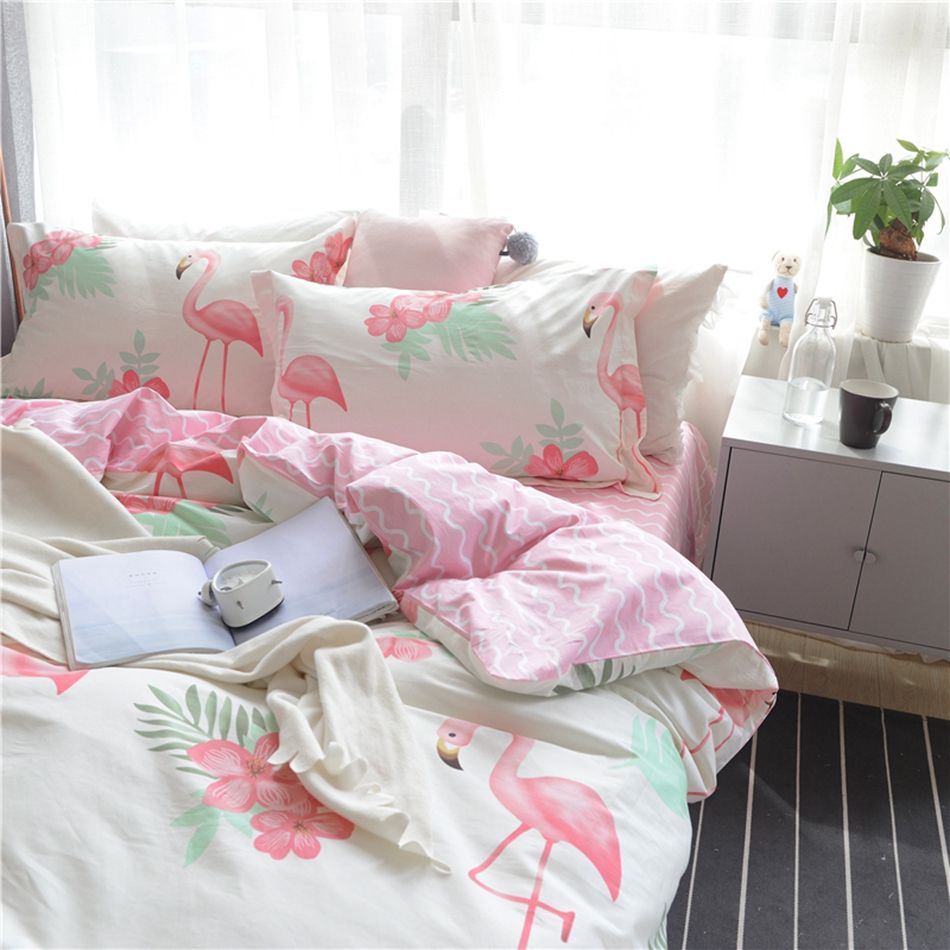 Sweet Pink Stripes Bed Sheets 100 Cotton Flamingo Bedding Sets For Sweet Pink Stripes Bed Sheets 100 Cotton Flamingo Bedding Sets For S Queen King Size Fresh Plants Duvet Plaid