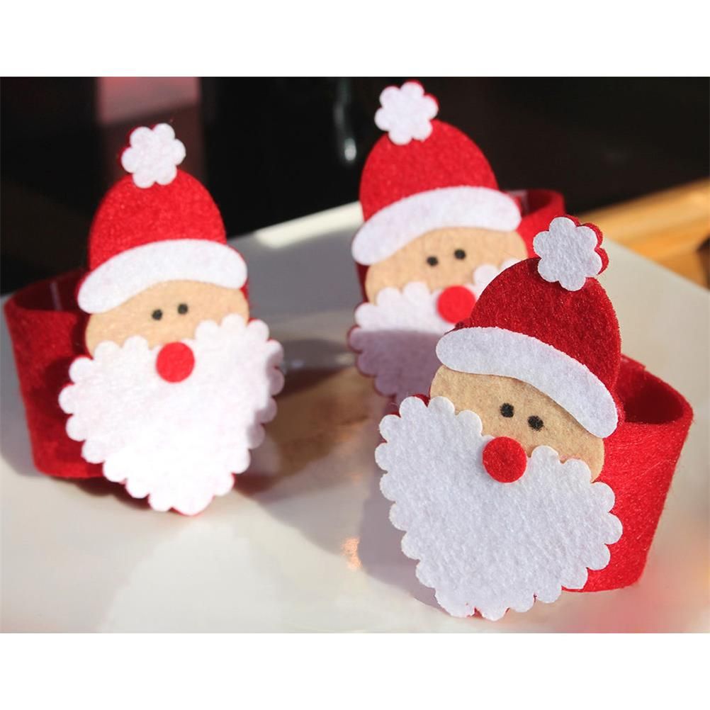 Christmas Santa Claus Napkin Ring Serviette Holders Cute Non Woven Red Table Decor Restaurant Supplies Origami Napkin Rings Owl Napkin Rings From Mustbe