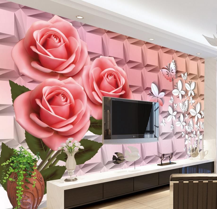 Modern Fashion 3d Wallpapers For Wall Jewelry Flowers Wallpaper