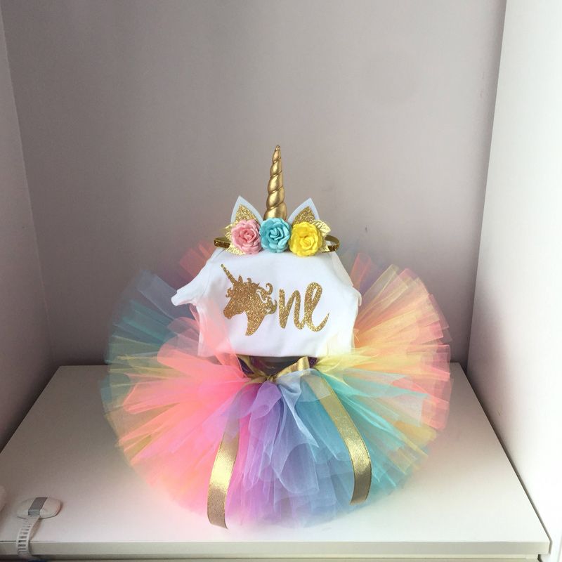 It S My Baby Girl Unicorn Party 1st First Birthday Set Top Colorful