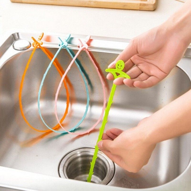 Household Hair Drain Clog Remover Cute Smile Face Handle Sewer Sink Cleaner Hook Anti Blocking Clean Tool Plastic 0 55cq Bb