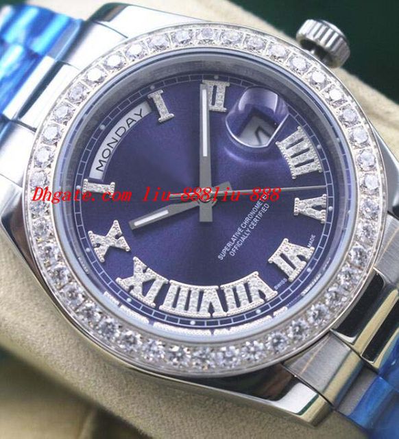 Luxury Watches Mens Platinum II Blue Dial Diamond Roman Numerals