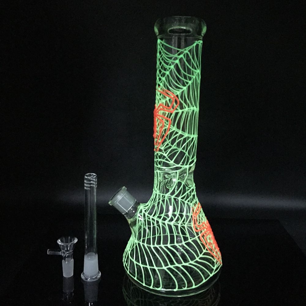 2020 Newest 9.8 Inch Glow In The Dark Glass Bong Water Pipes Beaker