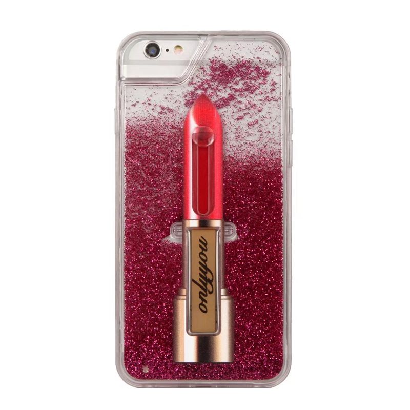 Lipstick Female Liquid Hard Plastic+TPU Case For Iphone X 8 8+ 7 Plus