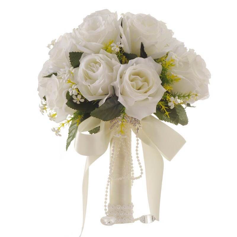 Cheap Handmade Wedding Decoration Pearls Silk Flowers Rose Crystal