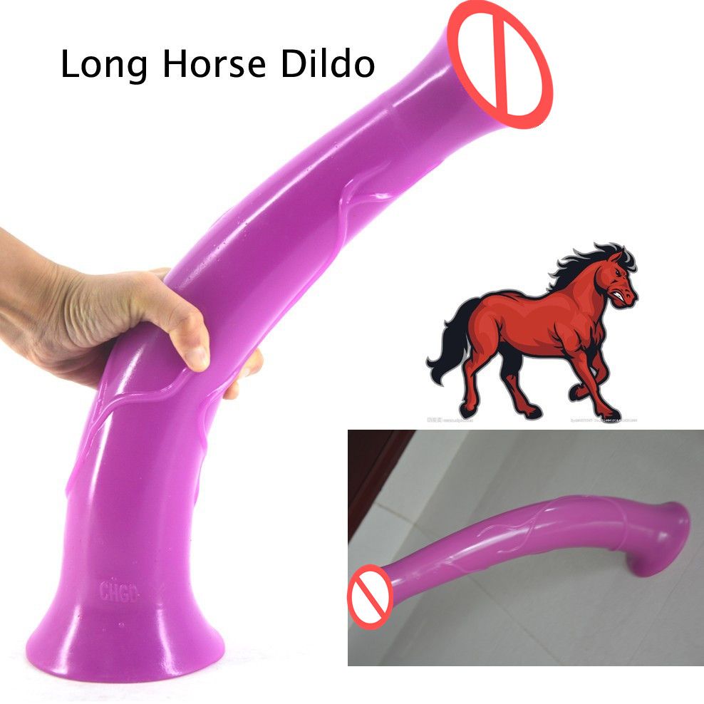 Animal Suction Cup Dildo Porn - Long 42cm huge penis animal dildo horse dick with strong suction cup ribbed  to provide masturbation massage sex toys for women