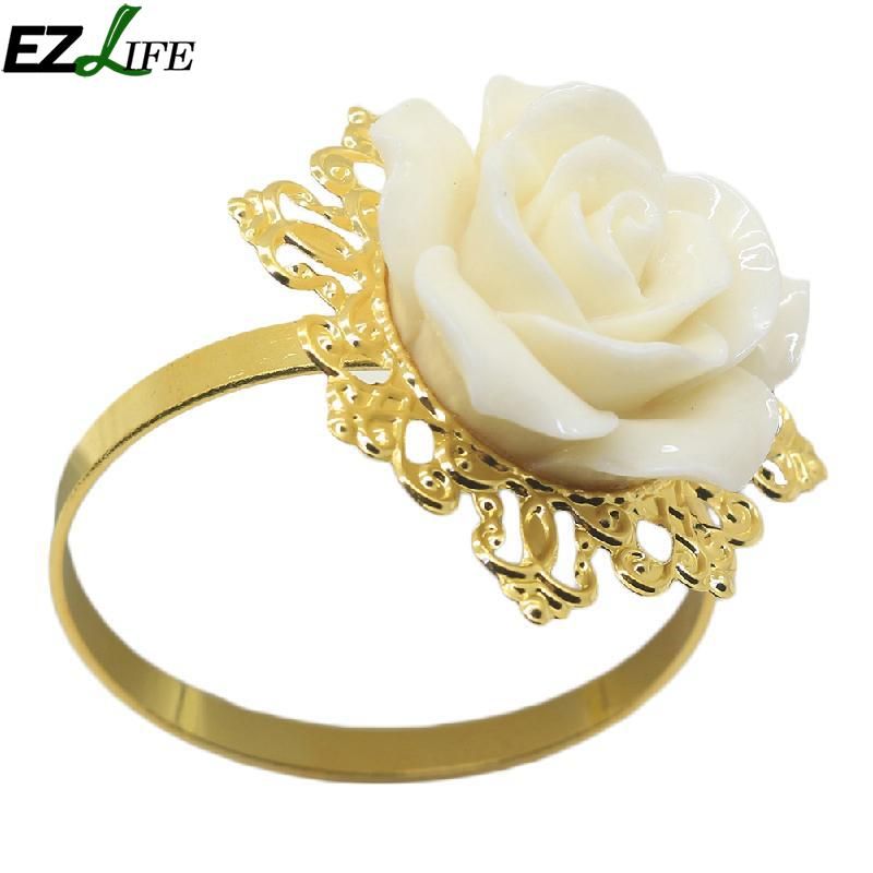 Sweety Rose Flower Napkin Rings Metal Napkin Rings For Weddings