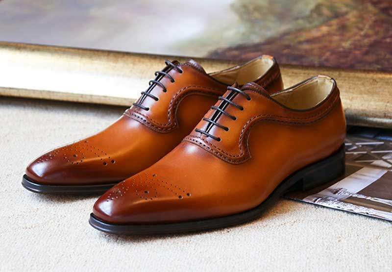 Handmade Italian Mens Dress Shoes Genuine Leather Pointed