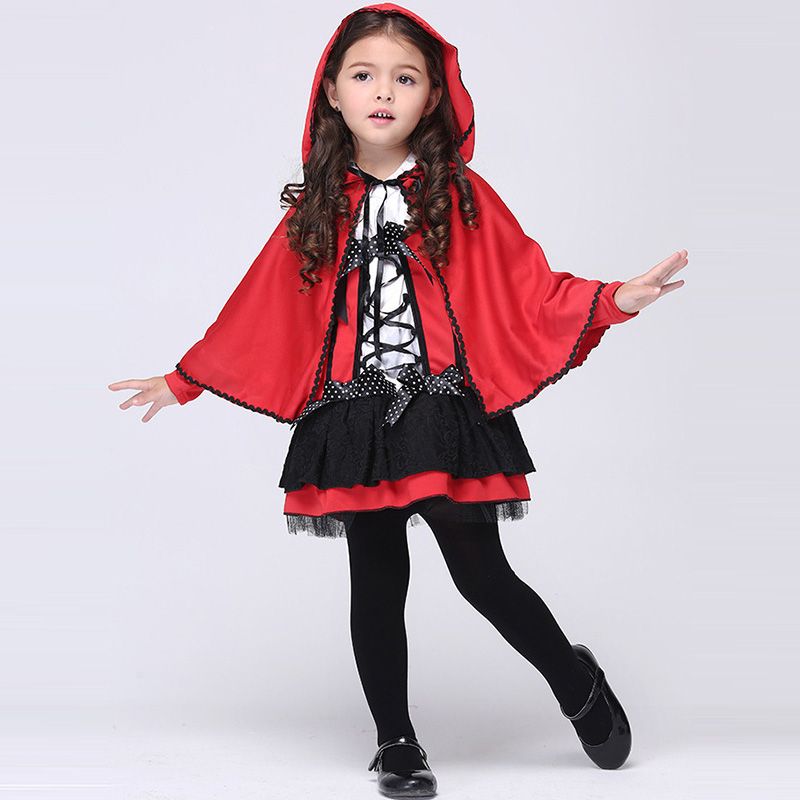 girls halloween costumes children party show costume cloak cape lace bow dress girl red little devil cosplay show w680081 womens halloween costume