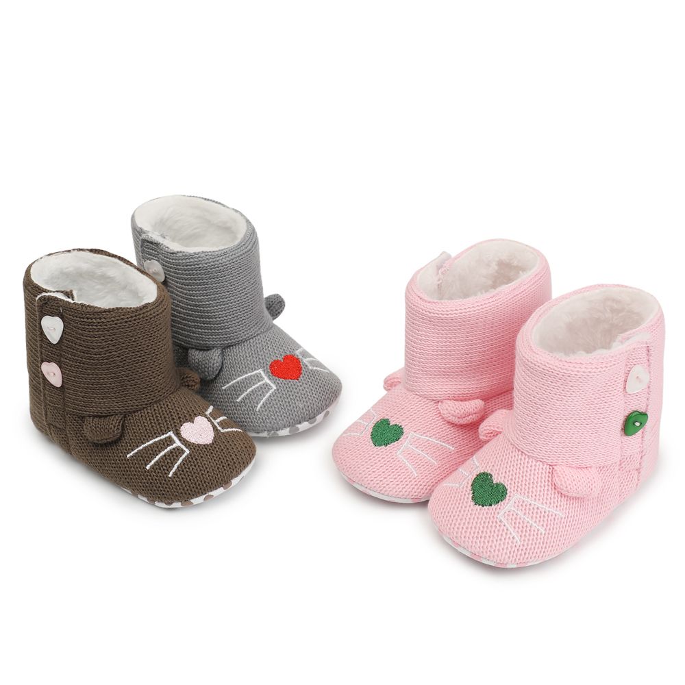 2018 Winter Baby Shoes Newborn Fleece Leather Warm Baby Booties Non