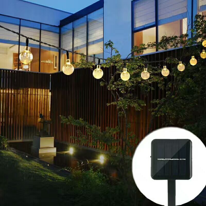 Outdoor Crystal Ball Solar String Light 20 Feet 30 Leds Waterproof Lights Multi Color Globe Rope For Tree Lighting