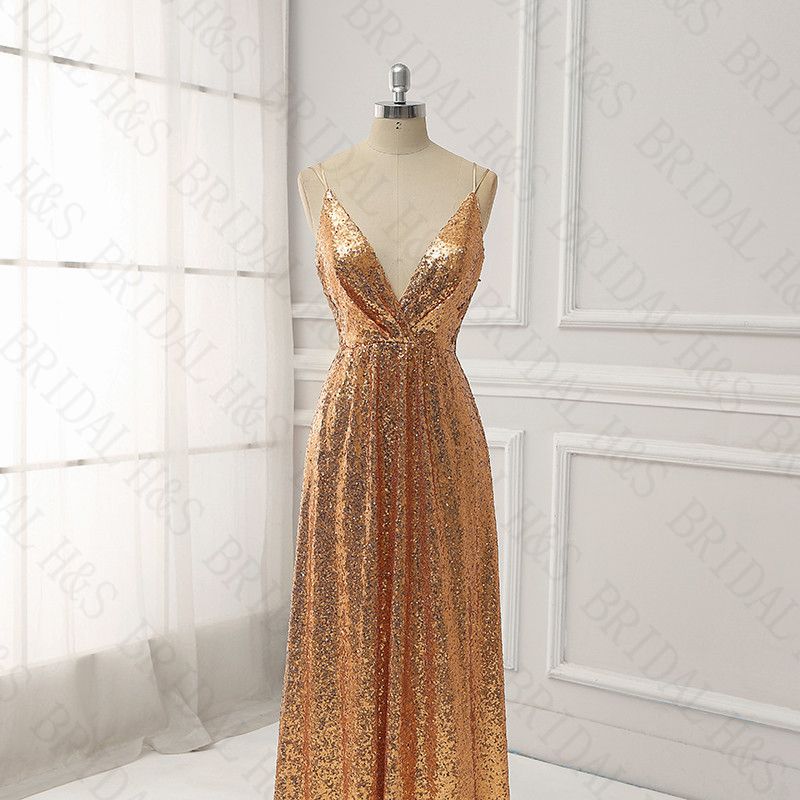 Grosshandel Gold Pailletten Abendkleider Lang Sexy Billig V Ausschnitt Glitzernden Abendkleid Abendkleid Spaghetti Strap Prom Dress Von Missudress 99 68 Auf De Dhgate Com Dhgate