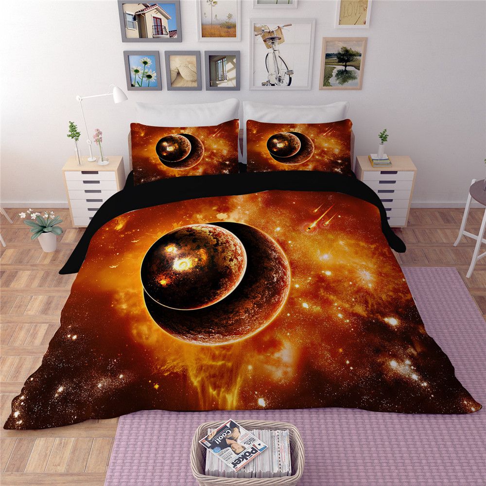New 3d Fire Star Bedding Sets Twin Queen King Size Universe Outer New 3d Fire Star Bedding Sets Twin Queen King Size Universe Outer Space Planet Bedspread 3 Bed Linen Sheets Duvet Cover Set Brown
