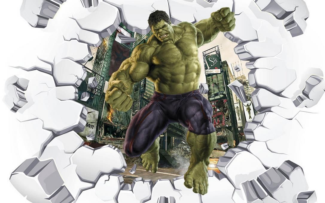 Compre Fondos De Pantalla Para Sala De Estar 3D Sólido Hulk Roto En La