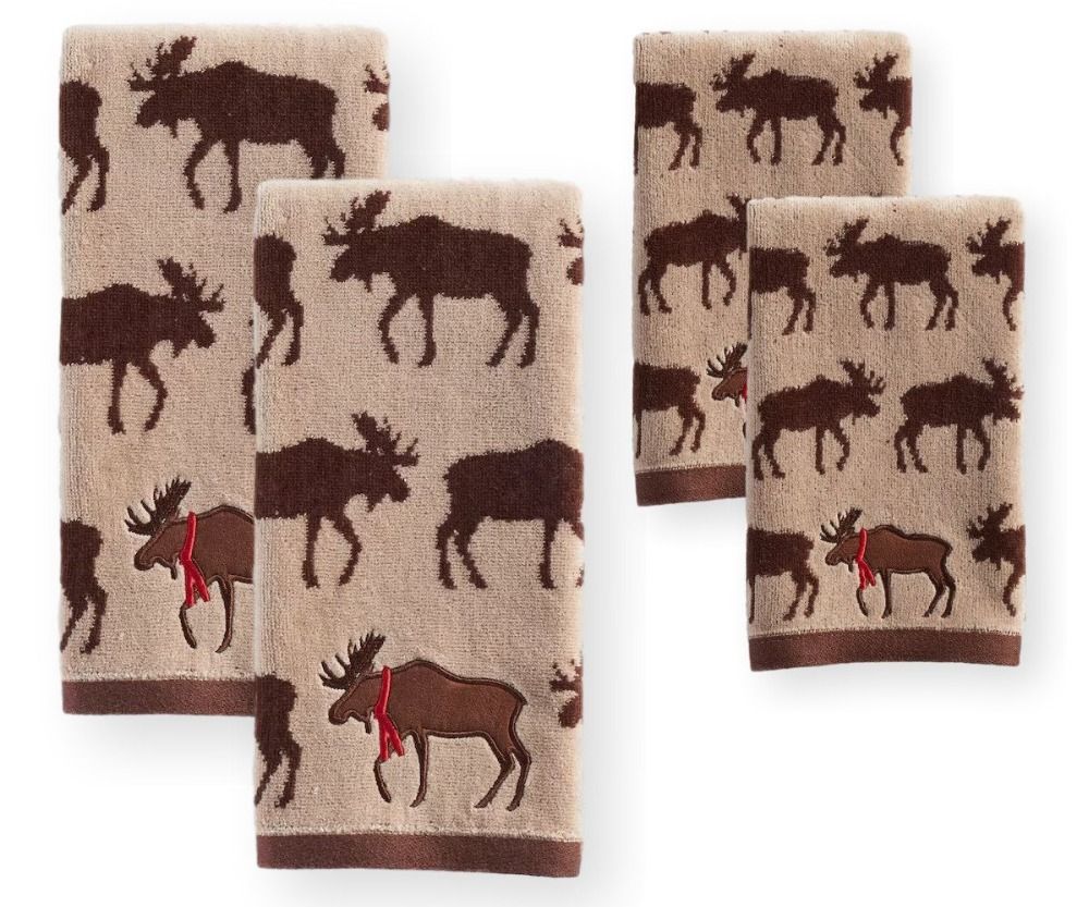 lfh light brow moose christmas bathroom hand towels holiday cheer christmas bath towels