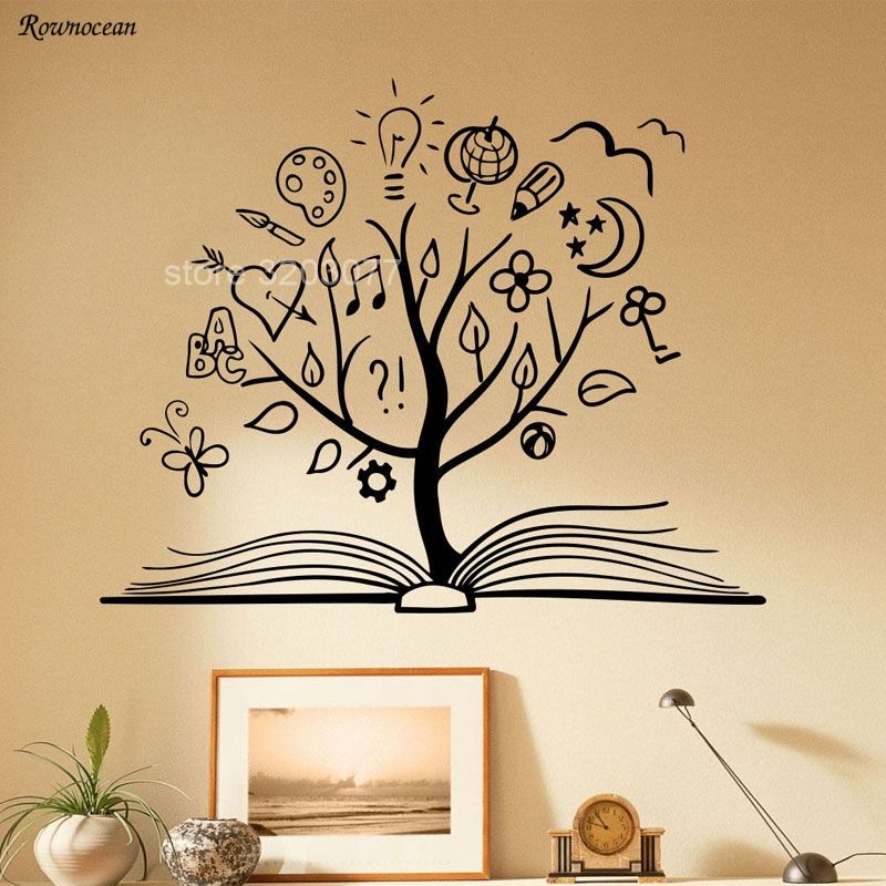 Book Tree Wall Decal Library School Vinyl Sticker Unique Home Art Book Tree Wall Decal Library School Vinyl Sticker Unique Home Art Decor Reading Room Decoration Removable Murals Kids Rooms Sk13 Dinosaur Decals