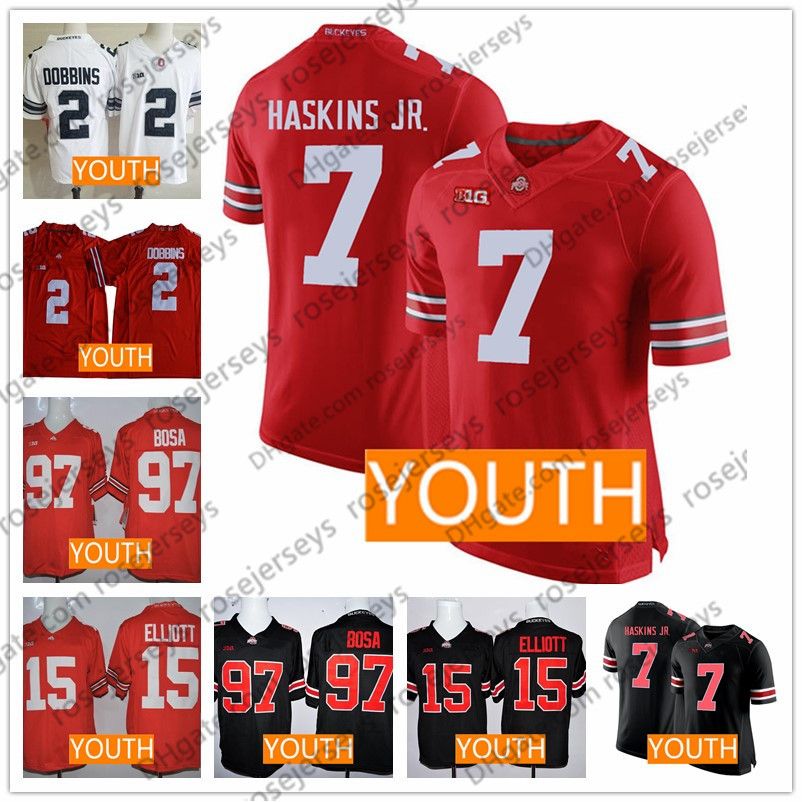 2018 Youth Ohio State Buckeyes #7 Haskins #2 Dobbins #97 Bosa #15 Elliott Red Lights Out Black 