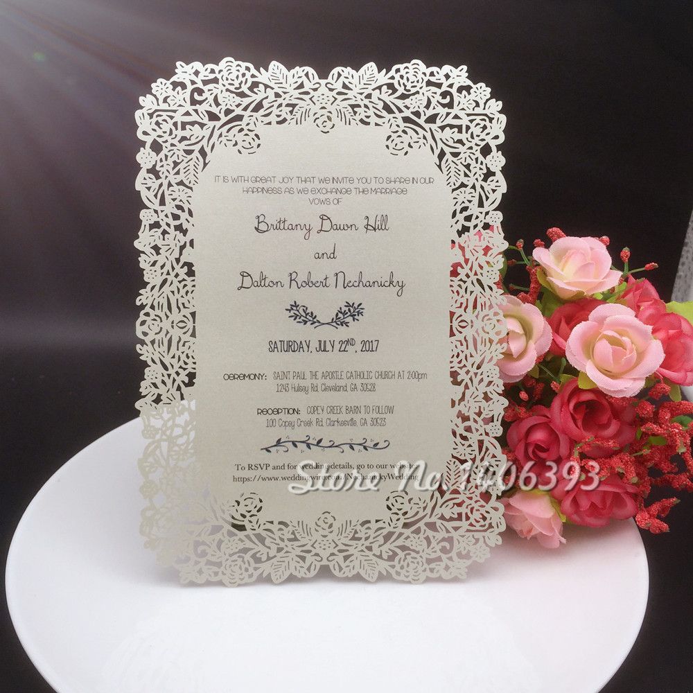 12x17cm Laser Cut Rose Flower Paper Table Place Card Diy Handmade