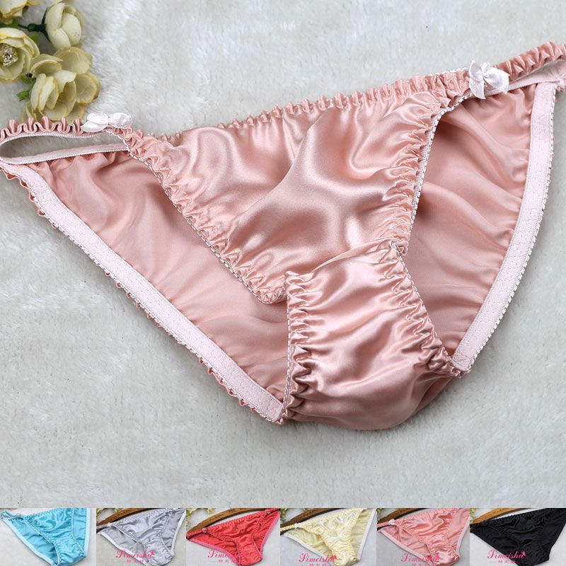 2021 Women'S 100 Silk Bikinis Panties Silk Panties Women'S G Strings Women Underwear Sexy Lace