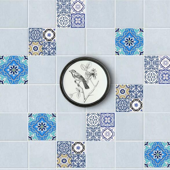 Tiles Wall Stickers Vintage Moroccan Style Pvc Waterproof Self Adhesive Furniture Bathroom Diy Removable Tile Sticker