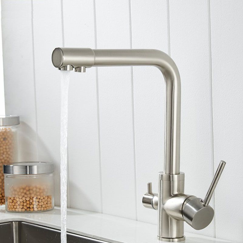 Multi Color 2 Handles Kitchen Faucets Mixer Single Hole 3 Functions Tap Brass Brushed Finish Sink Taps Pure Faucet