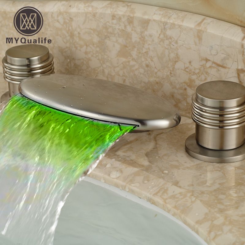 Großhandel Deck Mount Rgb Led Licht Badezimmer Wasserfall Becken ... Großhandel Deck Mount Rgb Led Licht Badezimmer Wasserfall Becken ...