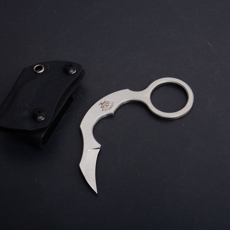 New Small Karambit Claw Knife 9Cr18 Satin Blade Steel Handle Fixed