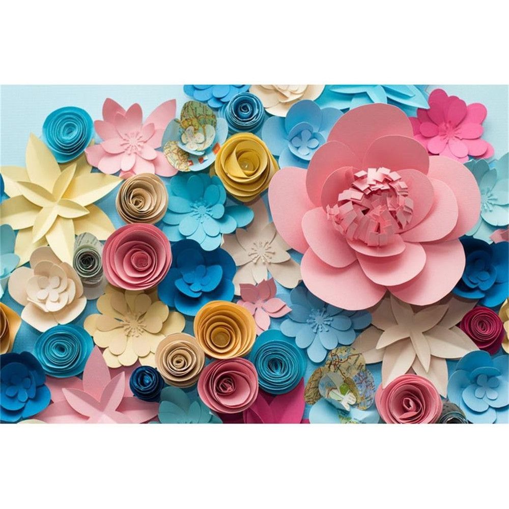 2020 digital printing colorful 3d paper flowers vinyl flower background paper