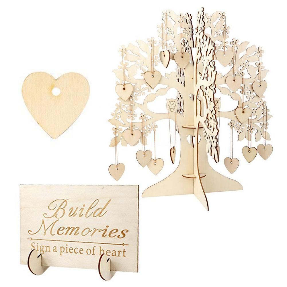 wooden hearts pendant drop guest book tree wedding guest book tree photo guest sign in book