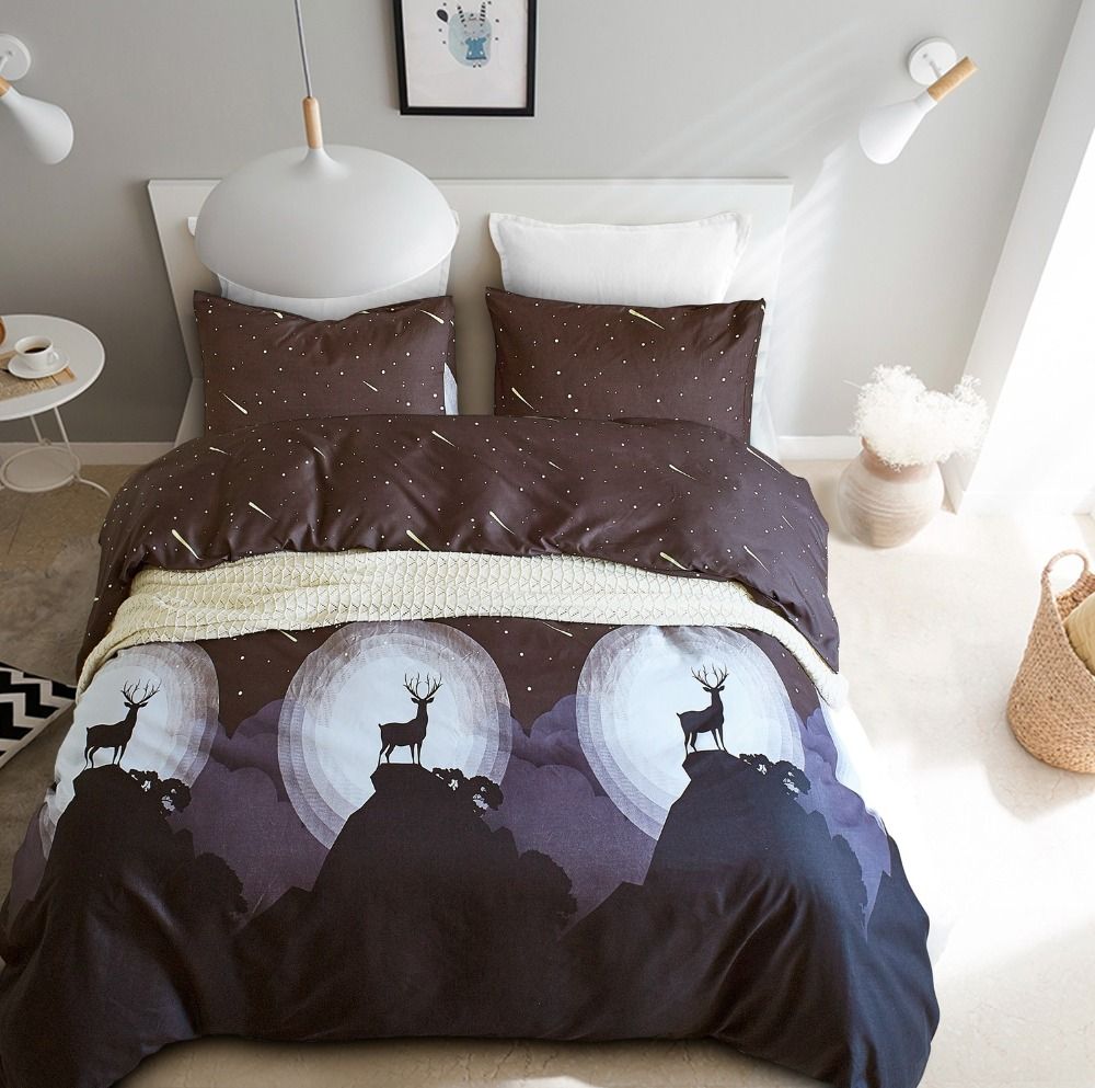 Nordic Elk Deer Meteor Shooting Stars Bedding Duvet Cover Set Pillow Nordic Elk Deer Meteor Shooting Stars Bedding Duvet Cover Set Pillow Case Us Twin Queen King Size 2 Sides Print Covers From
