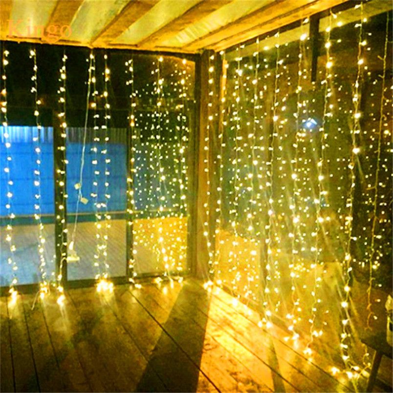 6m X 3m Led Waterfall Outdoor Fairy String Light Wedding 6m X 3m Led Waterfall Outdoor Fairy String Light Wedding Party Holiday Garden 600 Curtain Lights Decoration Eu Us Plug Battery Operated