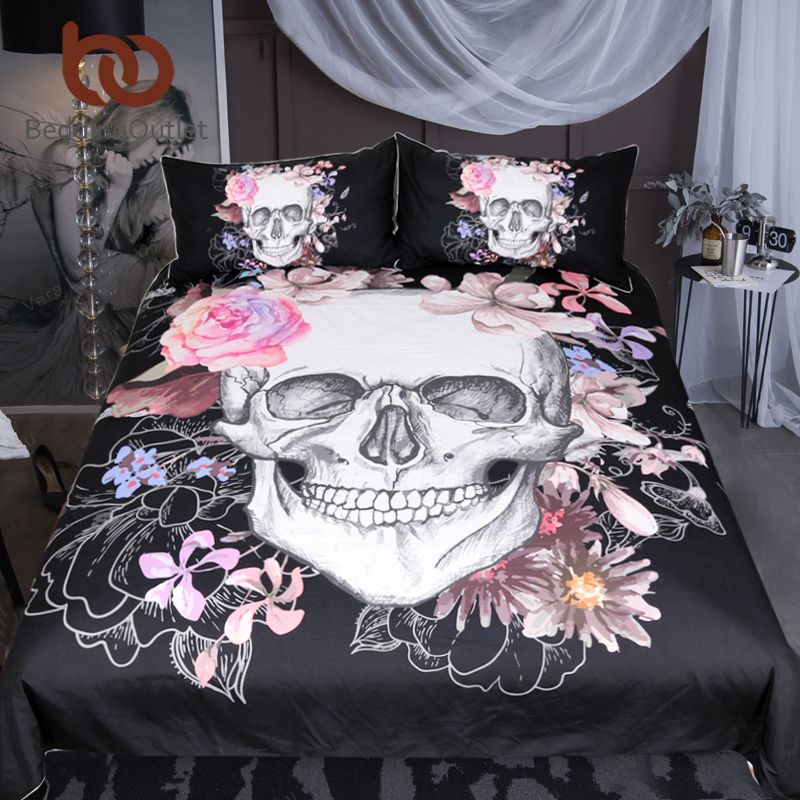 Bedding Sugar Skull Set Fl Bed Duvet Cover Bedding Sugar Skull Set Fl Bed Duvet Cover Black Modern Microfiber Bedspreads Queen King Chenille Contemporary Covers