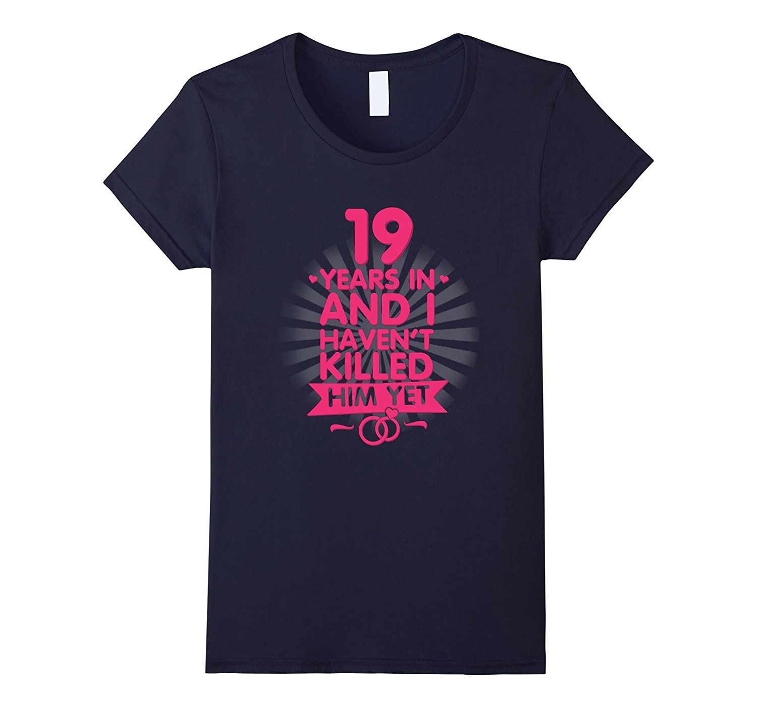 Tee Pour Femmes 19 Ans De Mariage T Shirt 19e Anniversaire Cadeau Pour Les Femmes De La Femme Coton Casual Shirt Impression O Cou Imprimé Tops