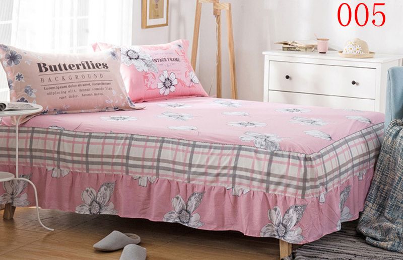 Home Cotton Bed Skirt Flower Mattress Cover Petticoat Twin Full Home Cotton Bed Skirt Flower Mattress Cover Petticoat Twin Full Queen King Bedroom Single Double Skirts Bedspread Bedskirt Navy Size Dust