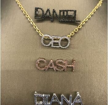 bubble chain ice jewelry custom name pendant letter