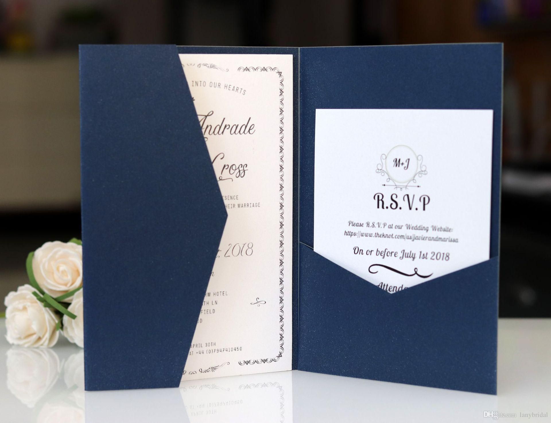 navy blue free print laser cut invitations cards with rsvp cards