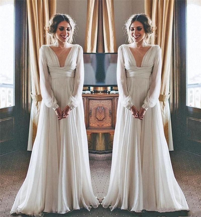 compre vestidos de boda modestos de la playa de boho 2019 de manga
