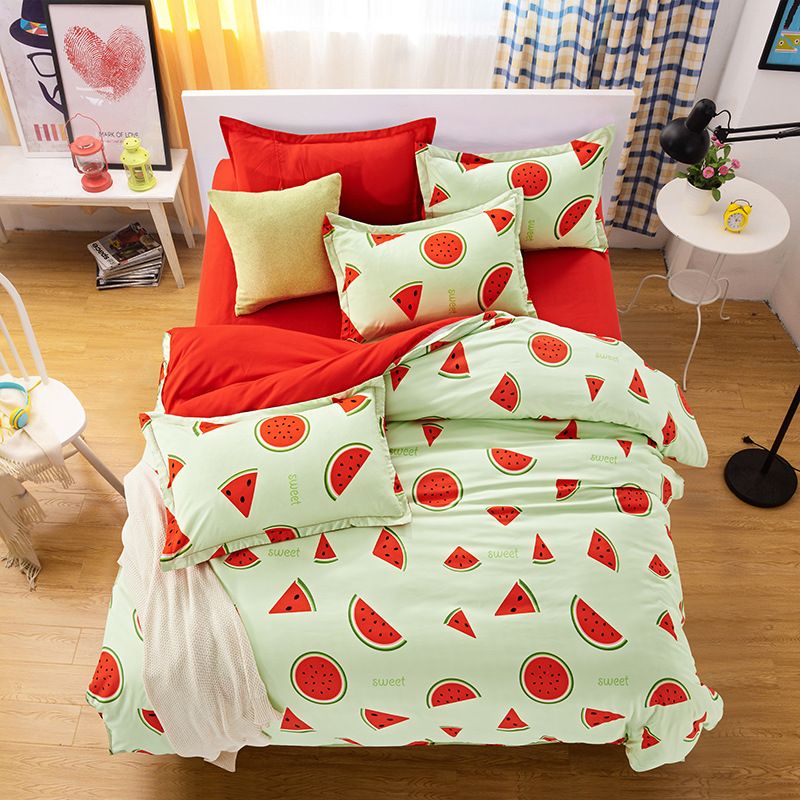 Cute Monkey Bedding Set Single Double Queen Size Tree Planet Duvet Cute Monkey Bedding Set Single Double Queen Size Tree Planet Duvet Cover Children Girl Watermelon Sheet Cotton Pillow Case Warm Unique